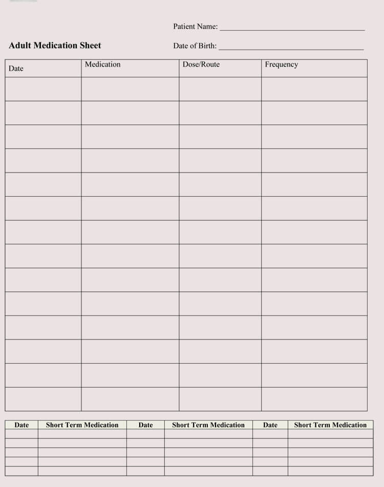 10+ Blank Medication Sheet Templates (Record Medication Logs) Inside Blank Prescription Form Template