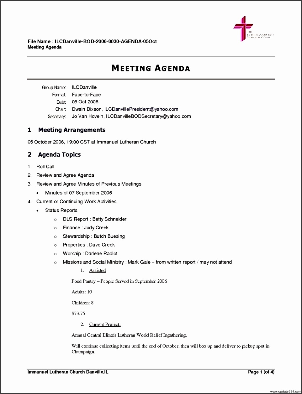 10 Church Business Meeting Agenda Template Pertaining To Free Simple Agenda Template