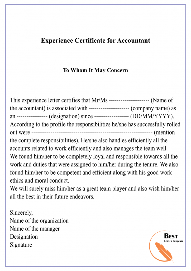 10+ Free Experience Certificate Sample &amp; Example For Template Of Experience Certificate