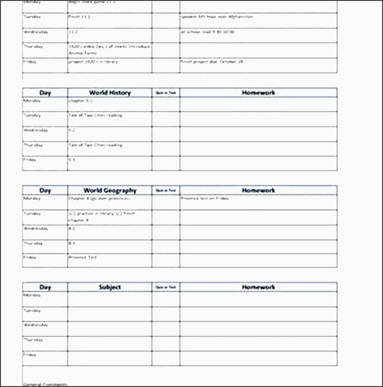 10 Homework Planner Template Sampletemplatess For Homework Agenda Template