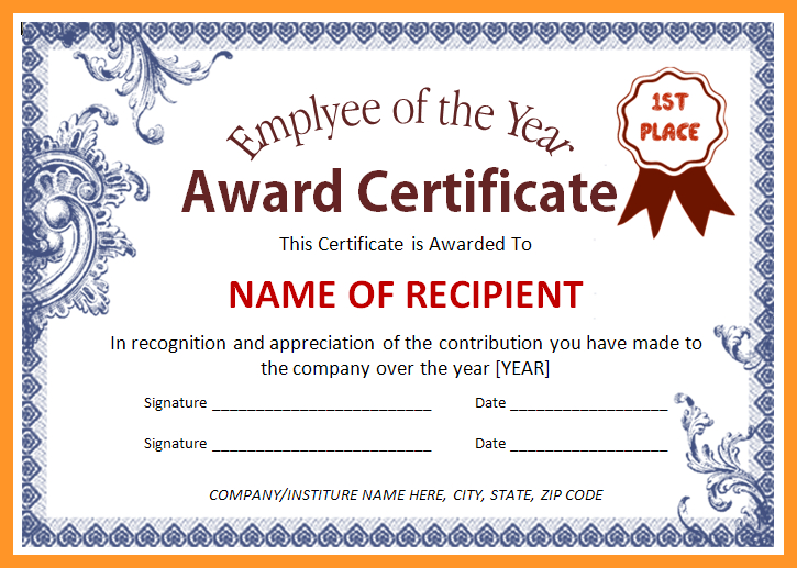 12 13 Sample Certificate Of Recognition Awards Pertaining To Certificate Of Recognition Template Word