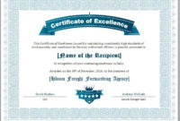 15 Free Certificate Of Excellence Templates Free Word Regarding Free Certificate Of Excellence Template