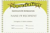 17+ Certificate Of Appreciation Templates | Free Printable With Certificate Of Appreciation Template Doc