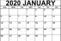 2020 January Calendar Printable Track Your Daily Work Pertaining To Free Blank Activity Calendar Template