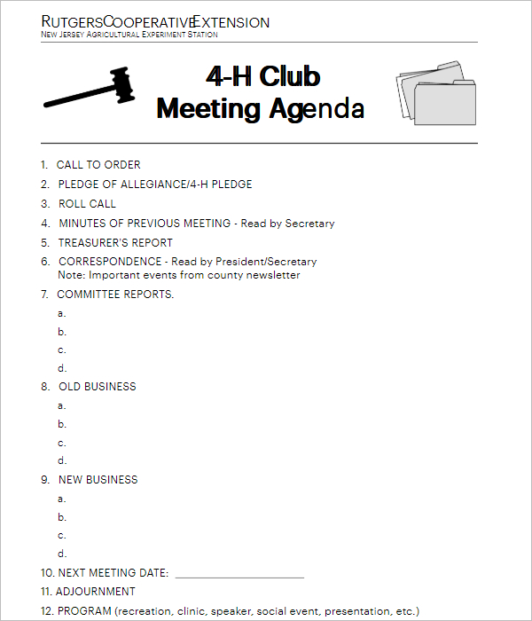 21+ Club Meeting Minutes Templates Pdf, Sample Formats Throughout New Booster Club Meeting Agenda Template