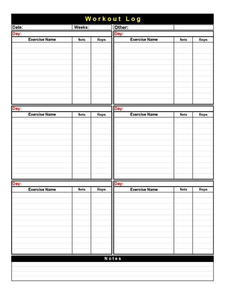 40+ Effective Workout Log &amp; Calendar Templates ᐅ Template Intended For Blank Workout Schedule Template