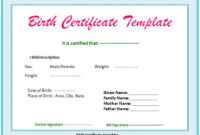 5 Birth Certificate Templates To Print Free Birth Within Editable Birth Certificate Template