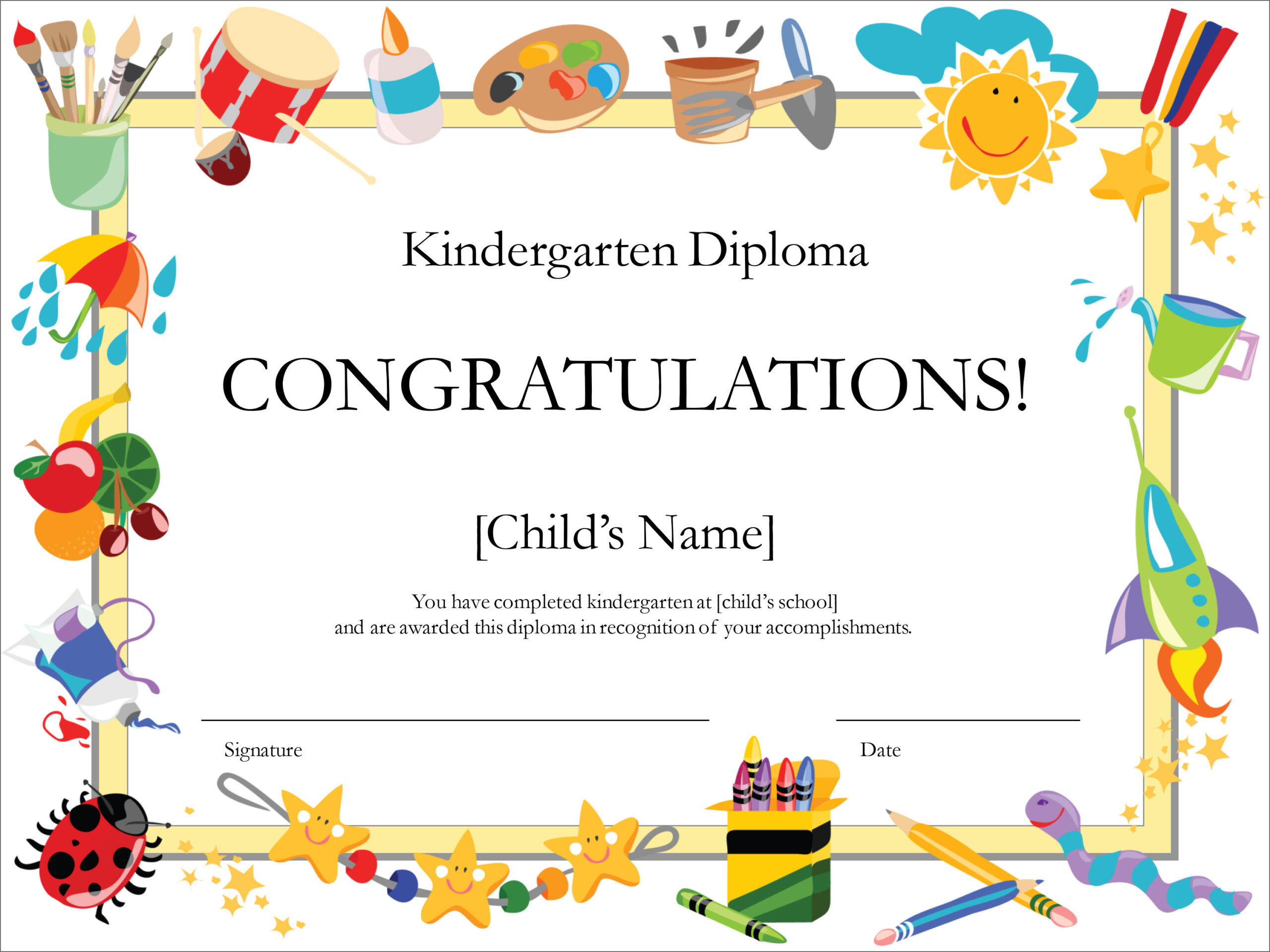 50 Free Creative Blank Certificate Templates In Psd For Inside Free Kids Certificate Templates