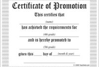 5Th Grade Promotion Certificate Template | This With Regard To Grade Promotion Certificate Template Printable