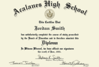 60+ Free High School Diploma Template Printable With School Certificate Templates Free