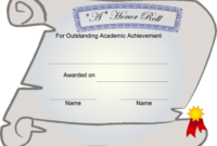 A Honor Roll Printable Certificate Pertaining To Certificate Of Honor Roll Free Templates