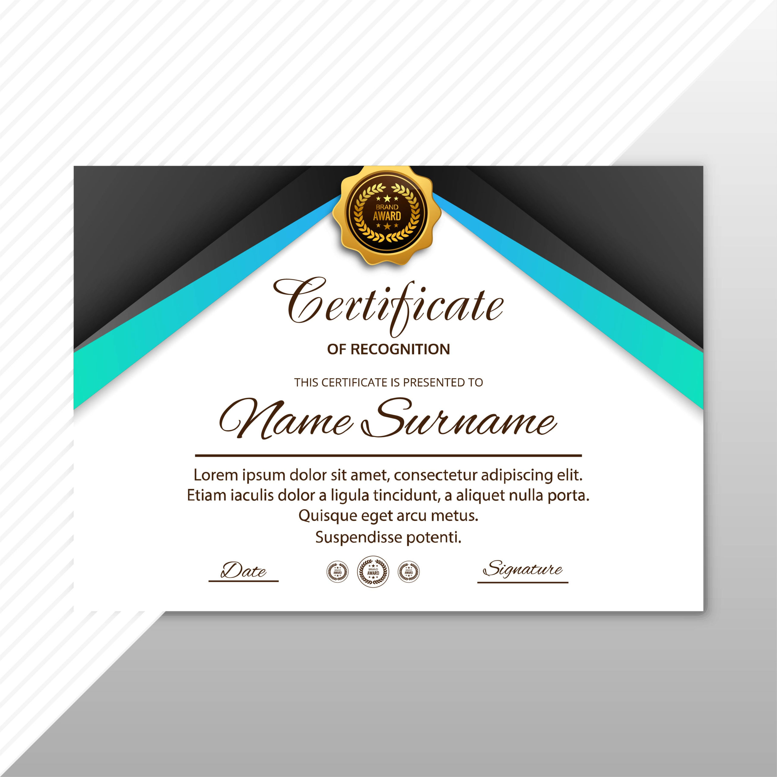 Abstract Creative Certificate Of Appreciation Award Inside Free Template For Certificate Of Recognition