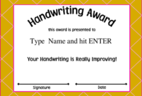 Award Certificate Templates | Kids Handwriting, Awards Inside Fantastic Handwriting Award Certificate Printable