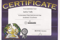 Awards And Certificates Jacqueline Valle Professional With Regard To Academic Excellence Certificate