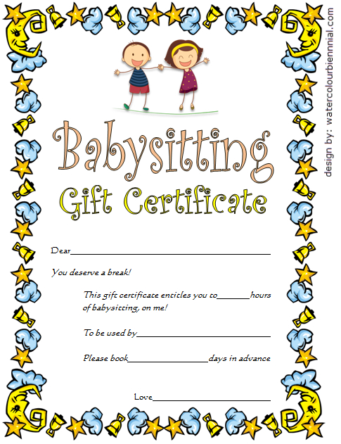 Babysitting Gift Certificate Template Free [7+ New Choices] Regarding Free Certificate Of Cooking 7 Template Choices Free