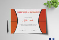 Basketball Excellence Award Certificate Design Template In Throughout New Basketball Certificate Template