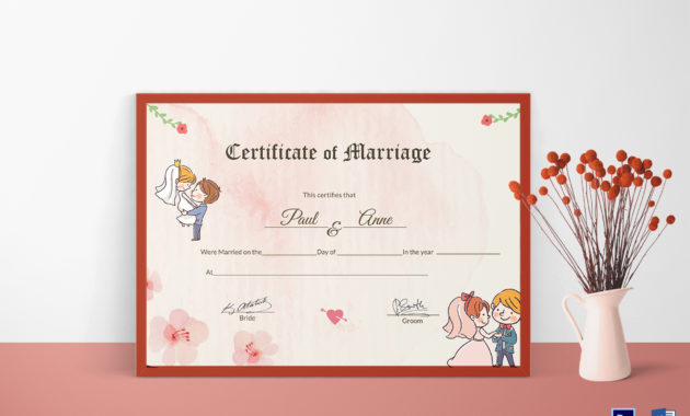Beautiful Antique Marriage Certificate Design Template In Throughout Certificate Of Marriage Template