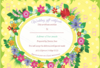 Beautiful Floral Wedding Gift Certificate Template Inside Fantastic Free Editable Wedding Gift Certificate Template