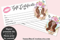 Beauty Gift Certificate, Makeup Gift Certificate, Hair For Beauty Salon Gift Certificate