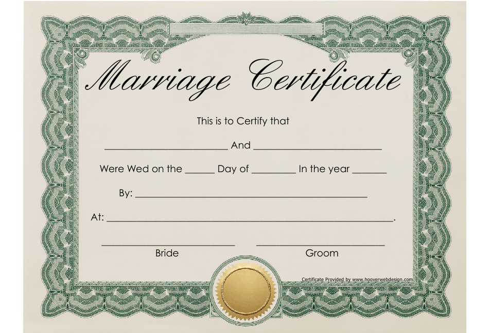 Beige Marriage Certificate Template With Green Frame For Free Certificate Of Marriage Template