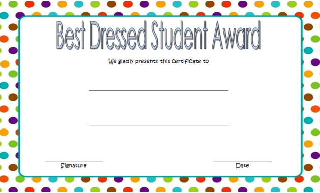 Best Dressed Student Award Certificate Free 1 Pertaining To Fresh Best Dressed Certificate Templates