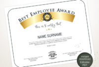Best Employee Award Employee Award Template Editable Logo In Awesome Best Employee Award Certificate Templates