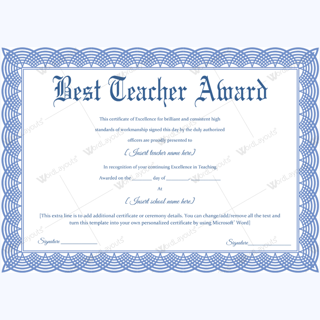 Best Teacher Award 09 In 2020 | Teacher Awards, Best Regarding Free Best Teacher Certificate Templates Free