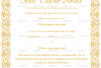 Best Teacher Award Certificate (Gold, #1233) Doc Formats Throughout Best Teacher Certificate Templates