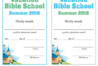 Bible School Attendance Certificate Stock Vector Pertaining To Vbs Attendance Certificate Template