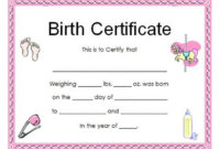 Birth Certificate Template And To Make It Awesome To Read Within Girl Birth Certificate Template