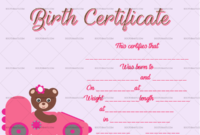 Birth Certificate Template (Bear Car, #4369) | Birth For New Teddy Bear Birth Certificate Templates Free