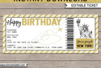 Birthday Boarding Pass Gift Surprise Trip, Getaway Inside Travel Gift Certificate Editable