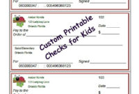 Blank Checks Template Printable Play Checks For Kids Inside Customizable Blank Check Template