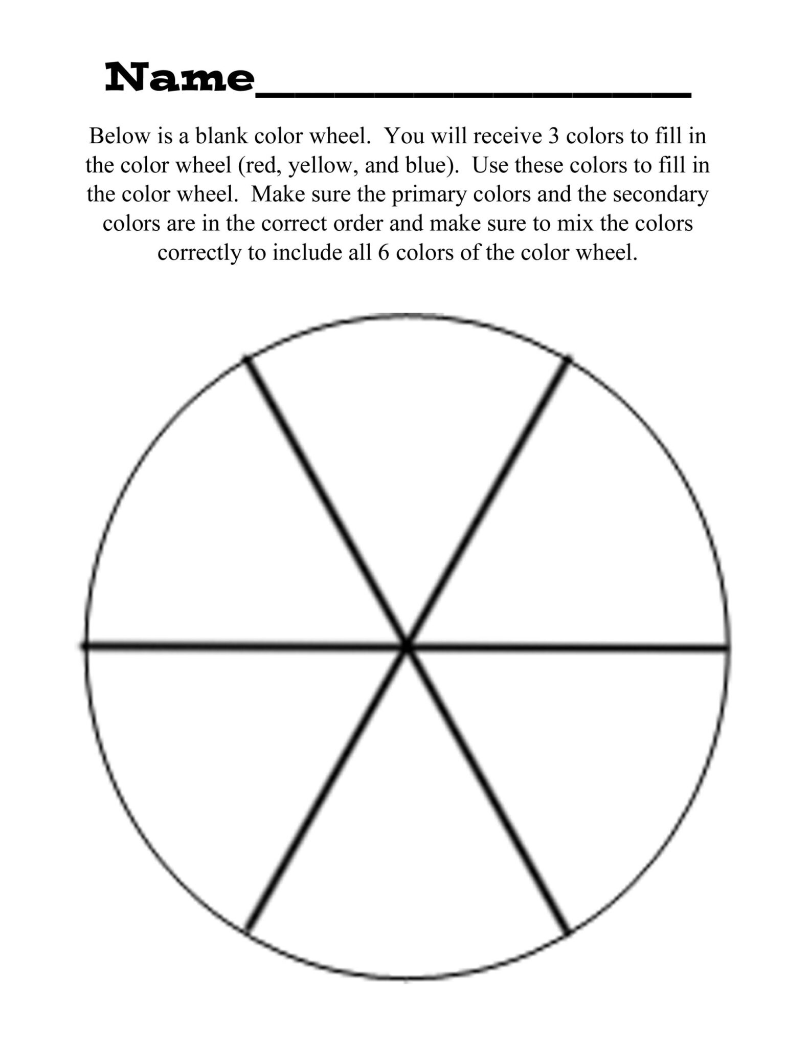 Blank Color Wheel Colour Chart Worksheet Template Pertaining To Fresh Blank Color Wheel Template