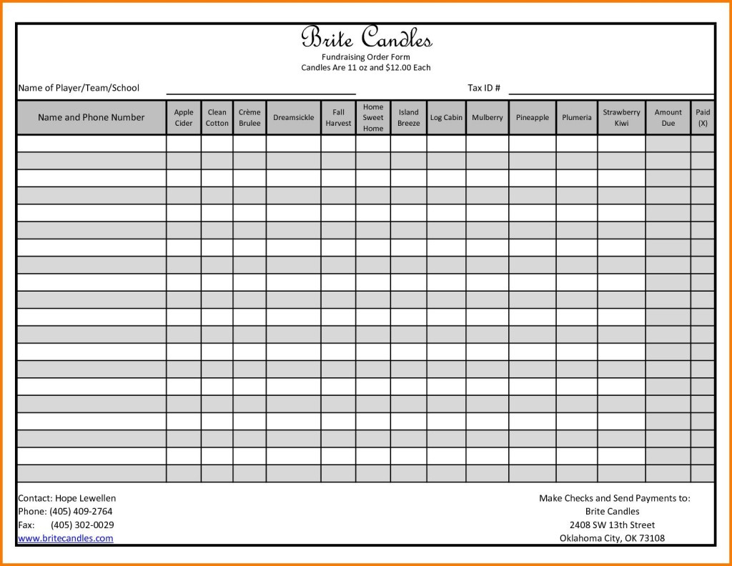 Blank Fundraiser Order Form Template ~ Addictionary Inside Fantastic Blank Fundraiser Order Form Template