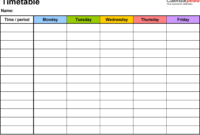 Blank Revision Timetable Template Douglasbaseball Intended For Blank Revision Timetable Template