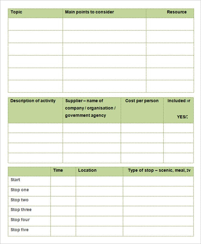 Blank Trip Itinerary Template (4) Templates Example With Regarding Blank Trip Itinerary Template