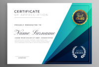 Blue Certificate Of Appreciation Template Design In Template For Recognition Certificate