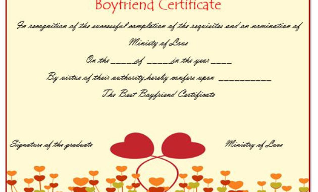 Boyfriend Certificate Templates Ontoy Regarding Best Boyfriend Certificate Template