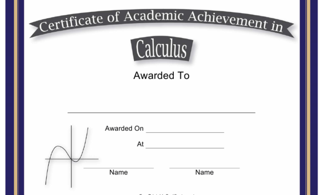 Calculus Academic Achievement Certificate Template Within Academic Achievement Certificate Templates