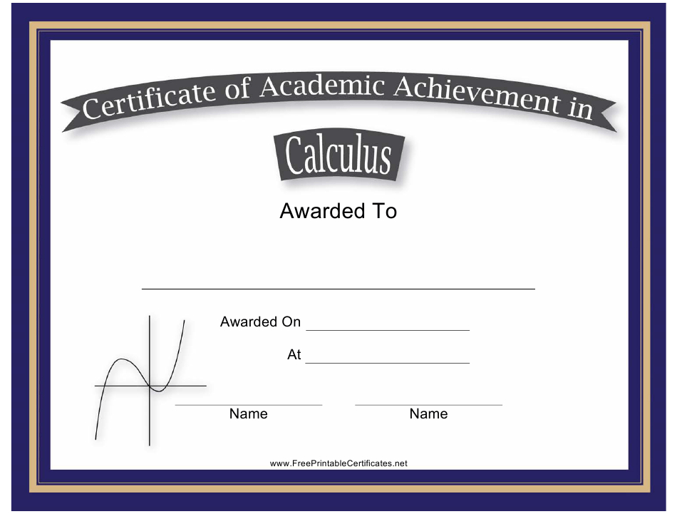 Calculus Academic Achievement Certificate Template Within Academic Achievement Certificate Templates