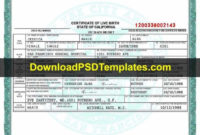 California Birth Certificate Template Psd Usa Editable In Pertaining To Fresh South African Birth Certificate Template