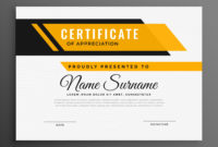 Certificate Award Diploma Template In Yellow Color With Regard To Template For Certificate Of Award
