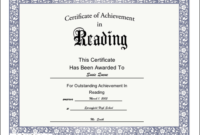 Certificate Of Achievement For Reading Printable Certificate Throughout Outstanding Achievement Certificate