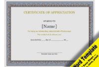 Certificate Of Appreciation Editable Word Template Regarding Certificate Of Recognition Word Template