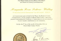 Certificate Of Appreciation Miami Dade County 2012 Pertaining To Awesome Felicitation Certificate Template