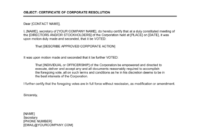 Certificate Of Corporate Resolution Template & Sample Intended For Corporate Secretary Certificate Template