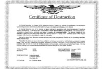 Certificate Of Destruction Template In 2020 | Certificate Within Fascinating Certificate Of Destruction Template
