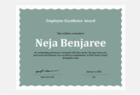 Certificate Of Employee Excellence Pertaining To Simple Outstanding Performance Certificate Template