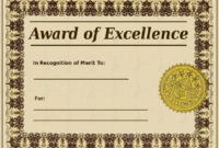 Certificate Of Excellence Template Download Fillable Pdf Throughout Fresh Certificate Of Excellence Template Free Download